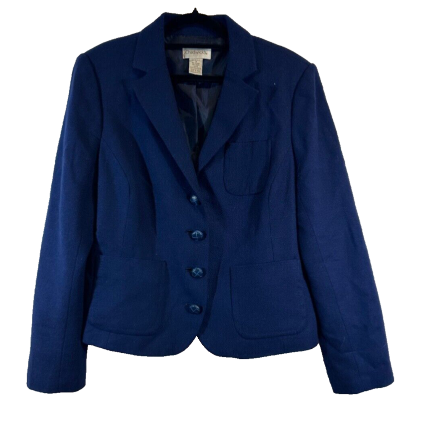 Chadwick's Women's Blazer Blue Size 14 100% Wool Classic Business Casual